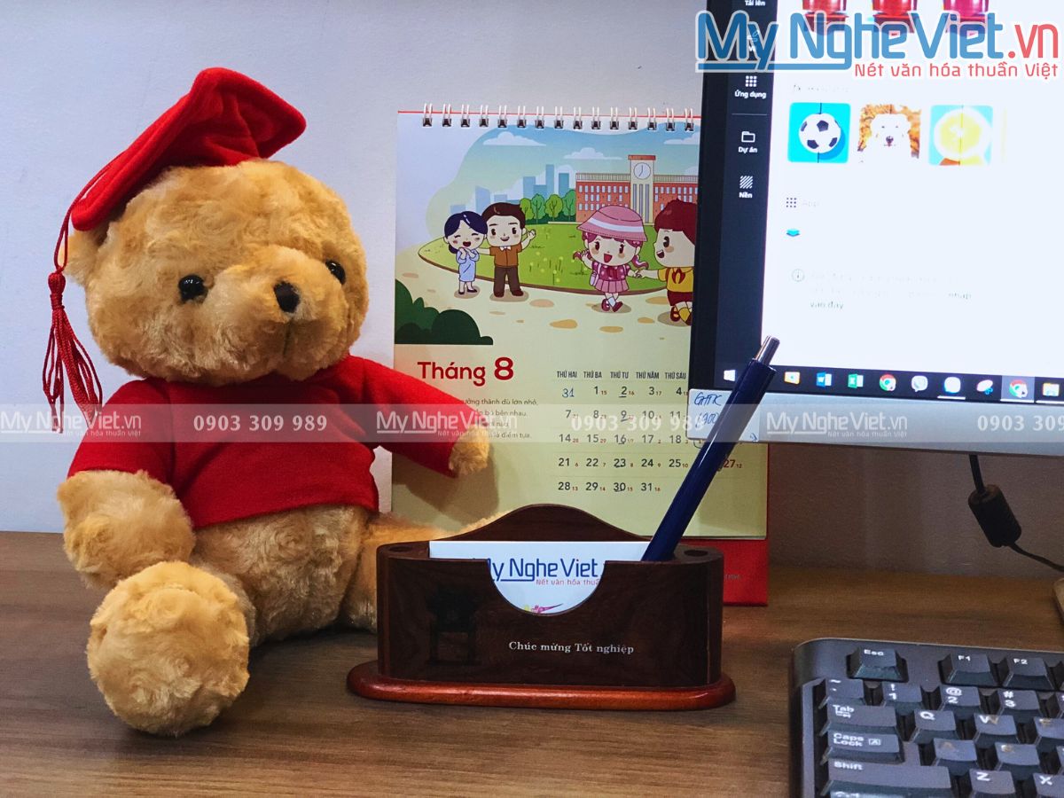 Hộp gỗ cắm bút và đựng namecard- QTN41/1